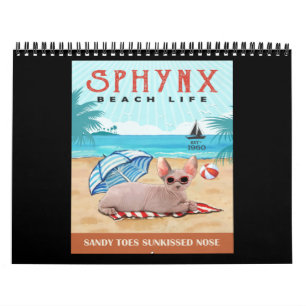 Calendrier Sphynx Cat Beach Life Sandy Toes Sunkissed Nose