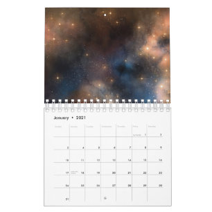 Calendrier Starry Stars Space Galaxy Blue Black Motif