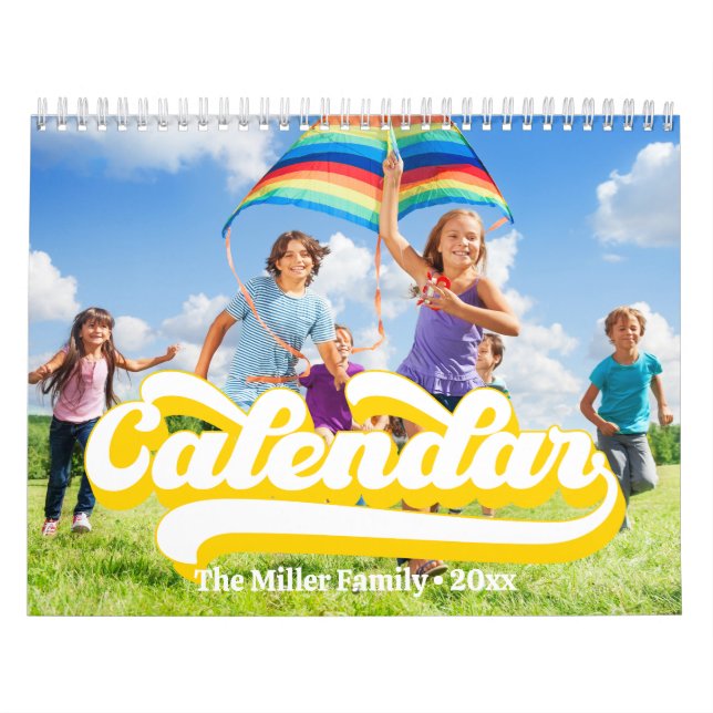 Calendrier Style de typographie rétro Texte, photo personnali (Protection)