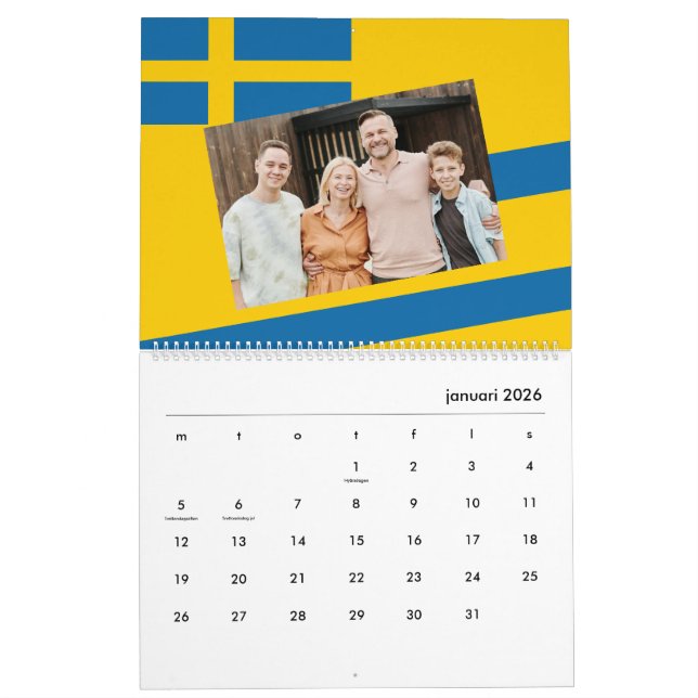 Calendrier Suède | Ajouter Votre Photo Drapeau Suédois 2026 (Jan 2026)