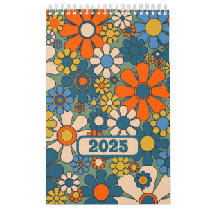 Calendrier Super Retro 60s les années 70 Floral Pattern 2025
