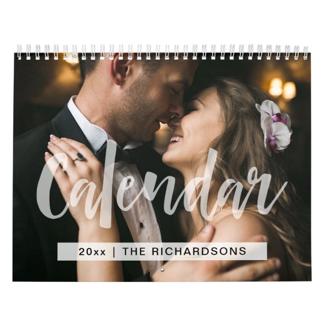 Calendrier Superposition de la typographie et photo | Simple  (Protection)