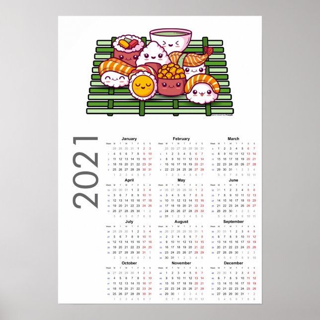 Calendrier Sushi Poster 2021 (Devant)