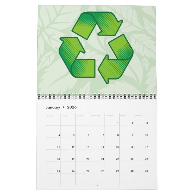 Calendrier Symbole de recyclage (Jan 2026)