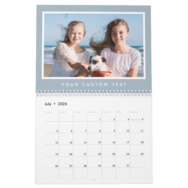 Calendrier Texte photo personnalisé de la famille 2026 minima (Jul 2026)