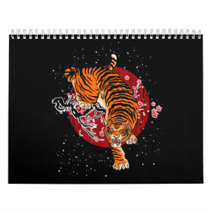 Calendrier Tigre cerise en fleurs