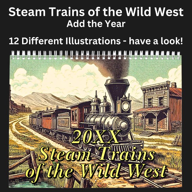 Calendrier Trains à vapeur de l'Ouest sauvage Illustrations (Créateur téléchargé)
