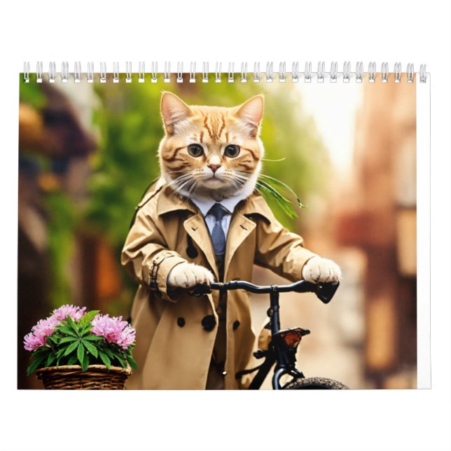 Calendrier : Trendy Feline Adventure : Chat en Trench Coat su (Protection)