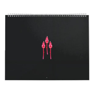 Calendrier Trois fleurs roses avec un arrière - plan noir