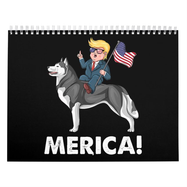 Calendrier Trump Merica Siberian Husky Dog American Hercule (Protection)