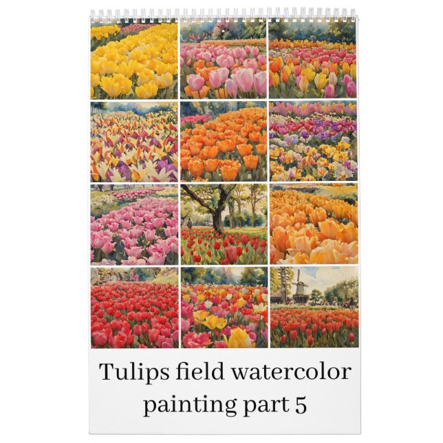 Calendrier Tulipes champ aquarelle peinture 5 (Protection)