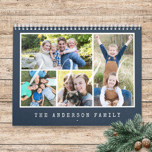 Calendrier Typewriter moderne 4 Photos Familiales Par Mois 20