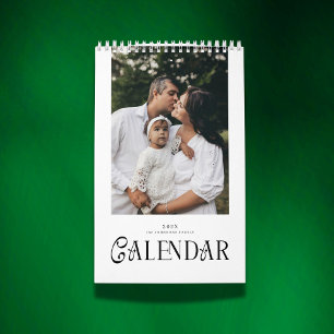 Calendrier Typographie Chic Minimaliste Moderne Photo de Fami