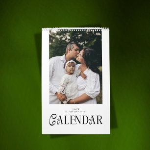 Calendrier Typographie Chic Minimaliste Moderne Photo de Fami