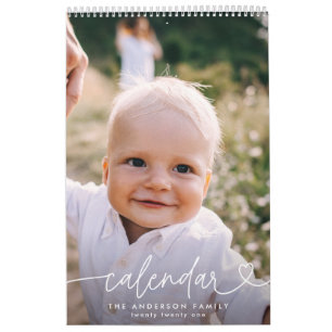 Calendrier Typographie de script girly moderne minimum multi