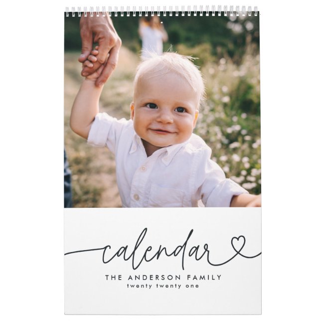 Calendrier Typographie de script girly moderne minimum multi  (Protection)