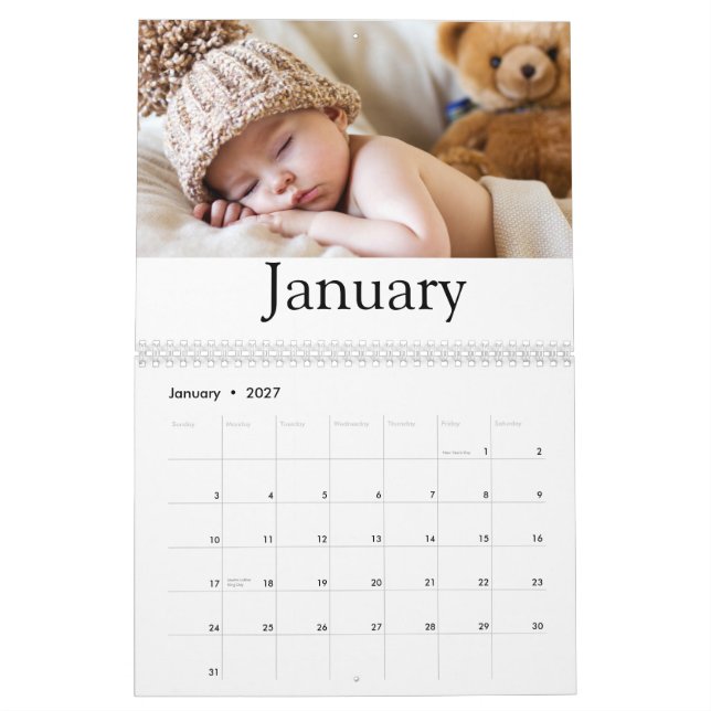 Calendrier Typographie de script moderne 2025 Minimal Multi P (Jan 2027)