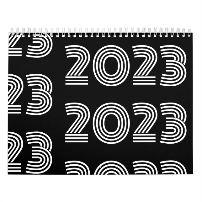 Calendrier Typographie graphique moderne noir et blanc (Protection)