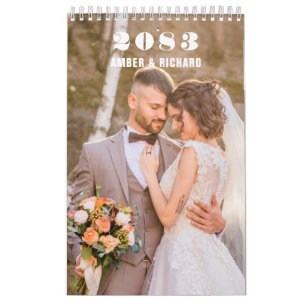 Calendrier Typographie moderne personnalisation MARIAGE photo
