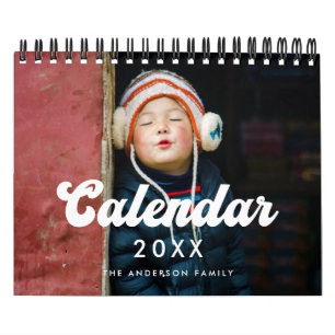 Calendrier Typographie vintage rétro 2026 photo