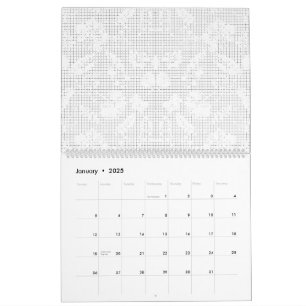 Calendrier Un arrière - plan blanc avec un arrangement ludiqu