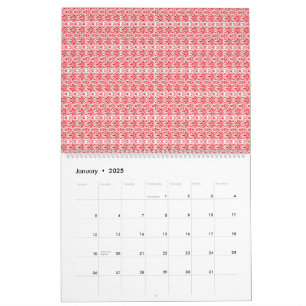 Calendrier un arrière - plan rouge et blanc avec un motif