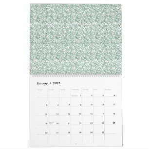 Calendrier un arrière - plan vert et blanc avec de petits feu