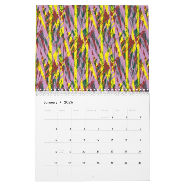 Calendrier Un chat gris et moelleux aux yeux verts s'installe (Jan 2026)