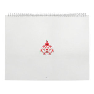 Calendrier un design de fleur rouge sur un arrière - plan bla