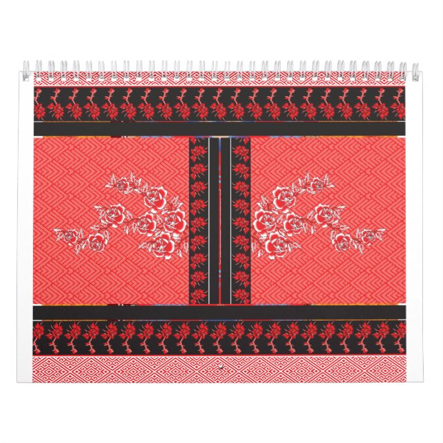 Calendrier un design de papier peint rouge et noir (Protection)