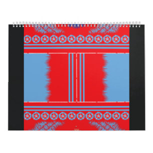 Calendrier un design d'un motif rouge et bleu
