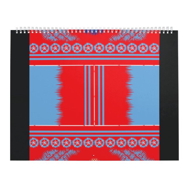 Calendrier un design d'un motif rouge et bleu (Protection)