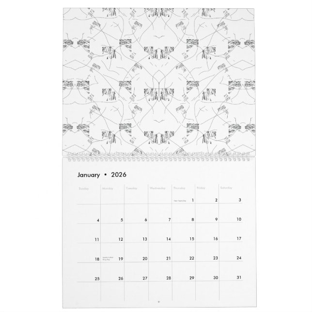 Calendrier Un design visuellement attrayant qui présente un m (Jan 2026)