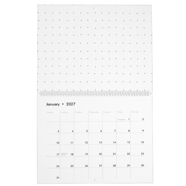 Calendrier Un fond blanc propre avec des petits points disper (Jan 2027)