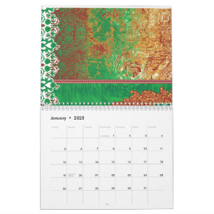Calendrier Un foulard indien joliment conçu en vert et o