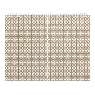 Calendrier un motif géométrique blanc et or