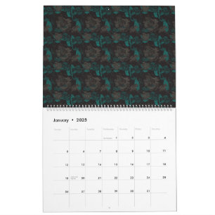 Calendrier un motif noir et vert avec un arrière - plan noir