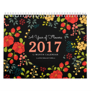 Calendrier Une année de fleurs Pages illustrées