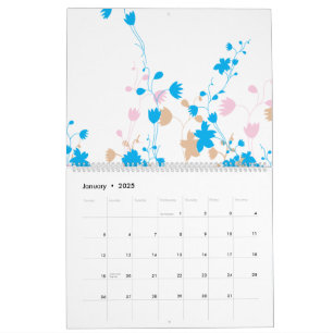 Calendrier Une charmante structure fleurie bleue et rose se