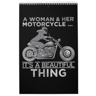Calendrier Une Femme Et Son Cadeau D'Art À Moto Pour Les Vélo