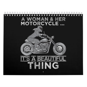 Calendrier Une Femme Et Son Cadeau D'Art À Moto Pour Les Vélo