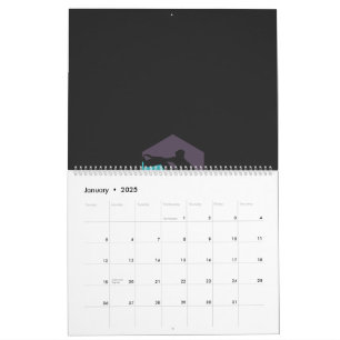 Calendrier une silhouette d'un homme tenant une planche de su