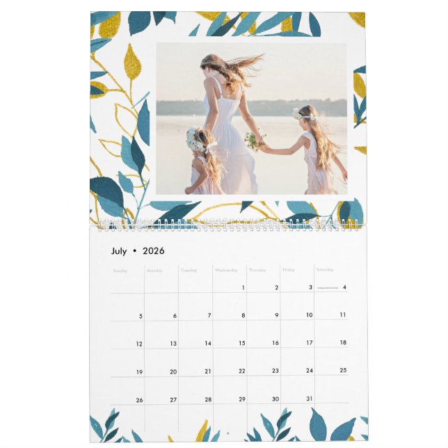 Calendrier Vibrant Botanical Editable Year Photo (Jul 2026)