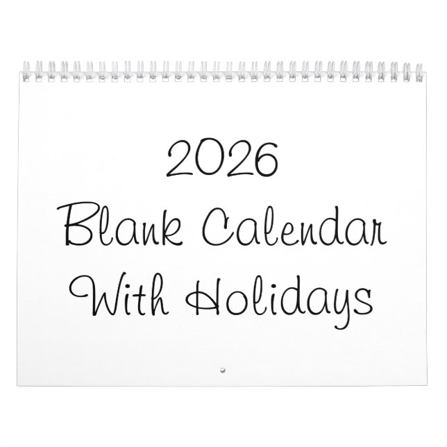 Calendrier Vide 2026 Avec Vacances (Protection)