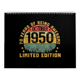 Calendrier Vintage 71 Anniversaire Né En Octobre 1950