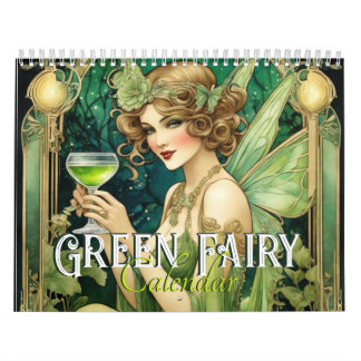 Calendrier Vintage Art Nouveau Green Fairy Imaginaire Fae Fem