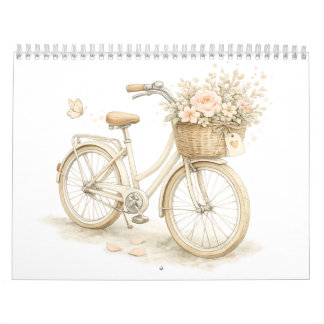 Calendrier Vintage Bicycle Floral Wall Calendar