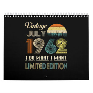 Calendrier Vintage Juillet 1962 Ce que je veux édition limité