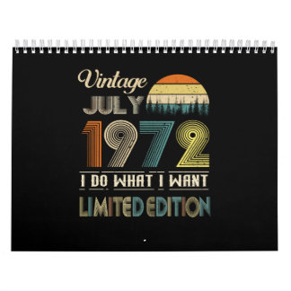 Calendrier Vintage Juillet 1972 Ce que je veux édition limité