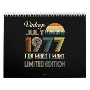 Calendrier Vintage juillet 1977 Ce que je veux édition limité
